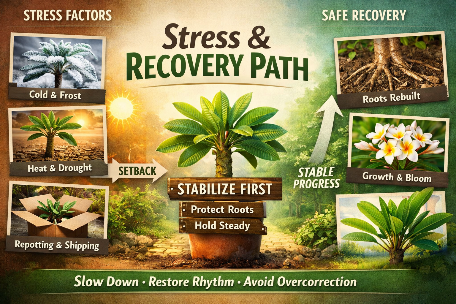 The Plumeria Way Stress and Recovery Learning Path showing plumeria recovery and stabilization after stress