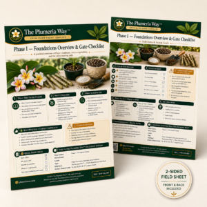 The Plumeria Way™ Grow Guide — Phase I — Foundations Overview & Gate Checklist