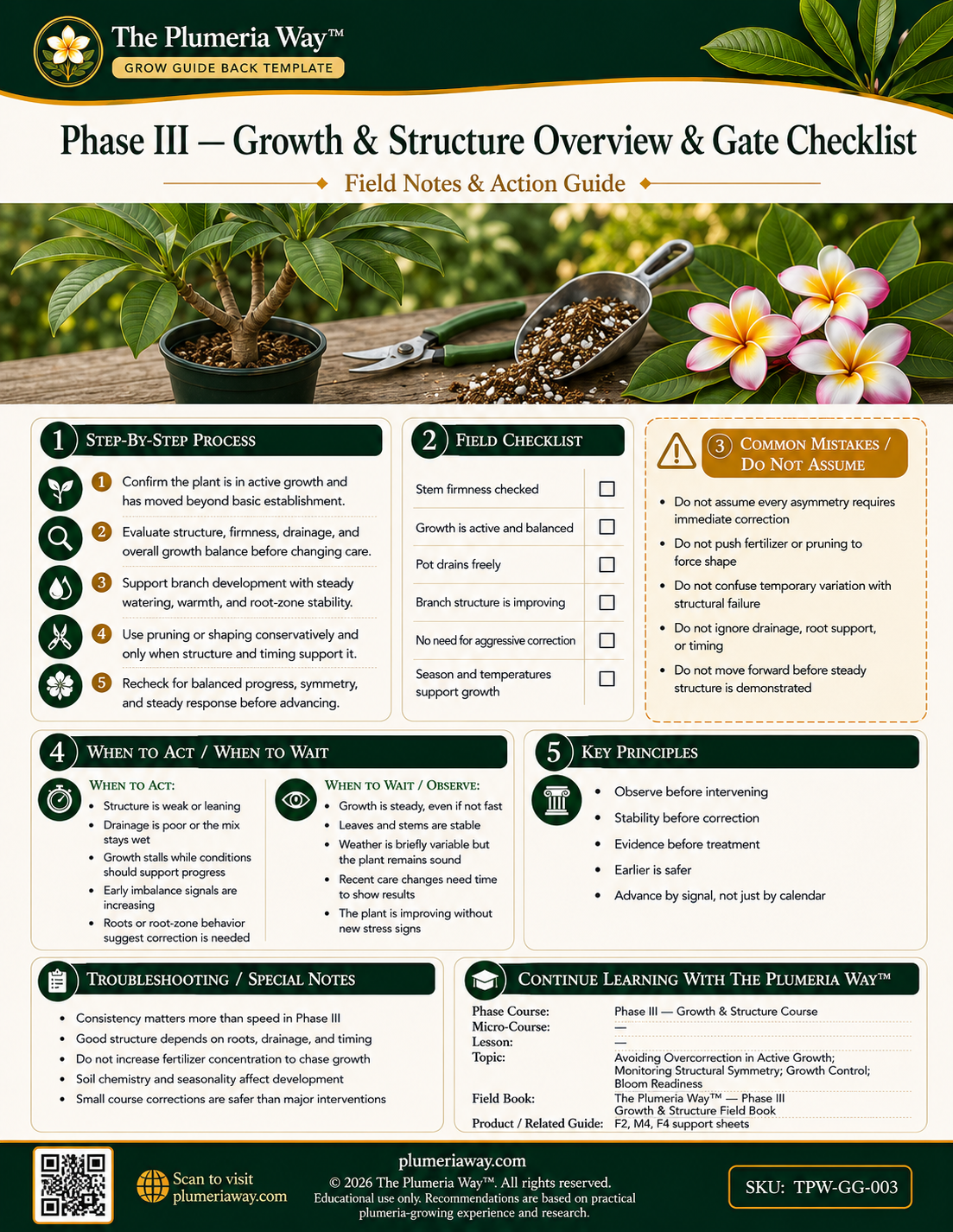 The Plumeria Way™ Grow Guide — Phase III — Growth & Structure Overview & Gate Checklist - Image 2